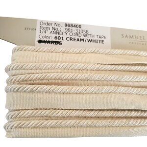 Samuel & Sons 1.9 + 4.15 Yds Cream White 1/4 in Twisted Annecy Cord Tape 2 Pc